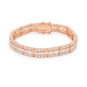 Princess Cut CZ Gold Tone Tennis Bracelet